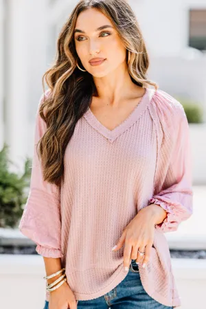 Sounds Like Fun Dusty Pink Waffle Top