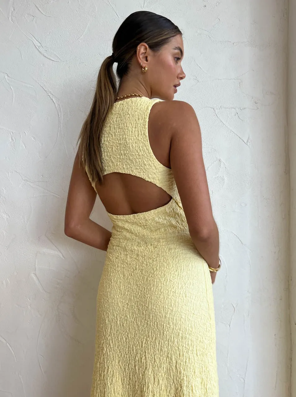 Sovere Frequency Midi Dress in Lemon Butter