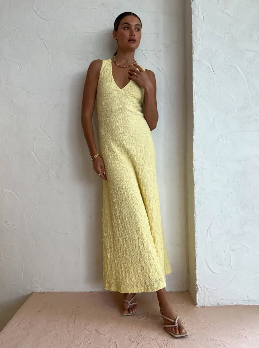 Sovere Frequency Midi Dress in Lemon Butter