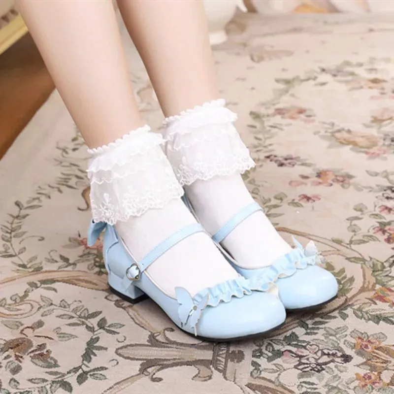 TAVIMART  -  Cute Goth Lolita Shoes Daily Butterfly Buckle Sweet Lovely Tea Party Students Comfortable Round Head Kawaii Pu Shoe Plus Size