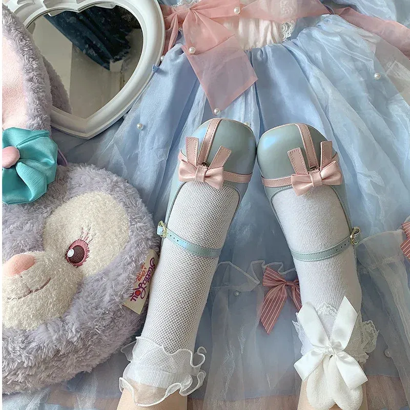 TAVIMART  -  Kawaii Sweet Lolita Shoes Round Head Mid Heel Cute Pu Leather Anime Sweet Harajuku Bow Princess Tea Party Women Dress Shoe