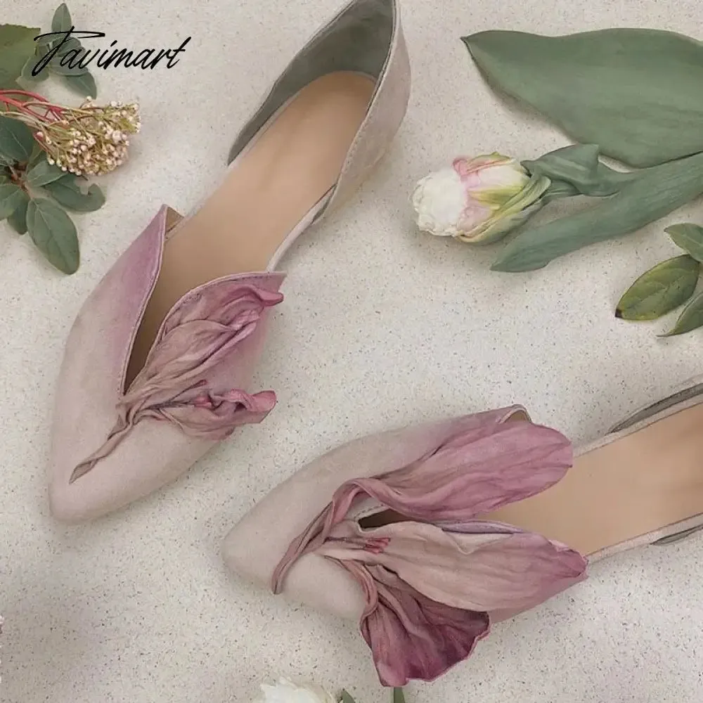 TAVIMART  -  Petal Design Sexy Pointed Toe Women Shoes Flat Fashion Novelty Ladies Shoes Hand-made Soft Comfy Zapatillas De Mujer Tacon