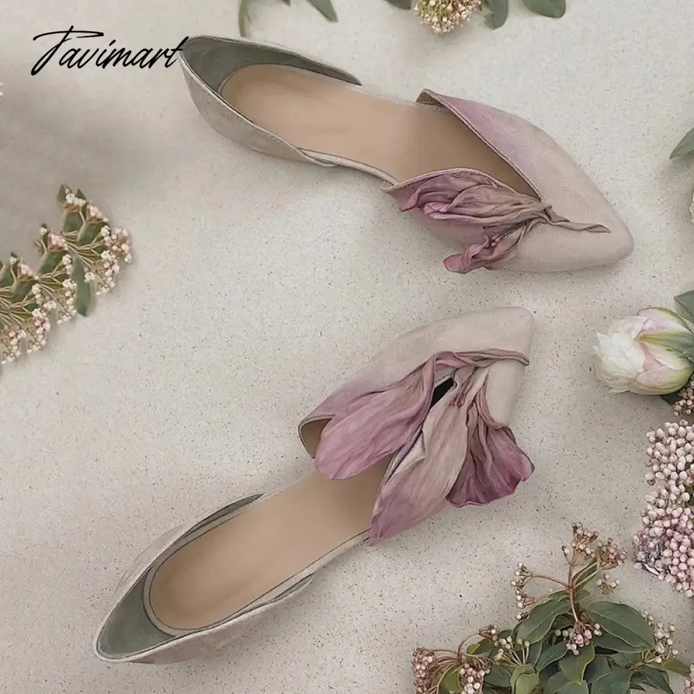 TAVIMART  -  Petal Design Sexy Pointed Toe Women Shoes Flat Fashion Novelty Ladies Shoes Hand-made Soft Comfy Zapatillas De Mujer Tacon