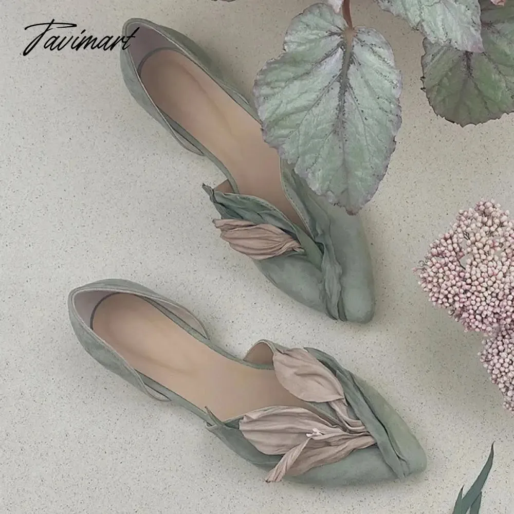 TAVIMART  -  Petal Design Sexy Pointed Toe Women Shoes Flat Fashion Novelty Ladies Shoes Hand-made Soft Comfy Zapatillas De Mujer Tacon