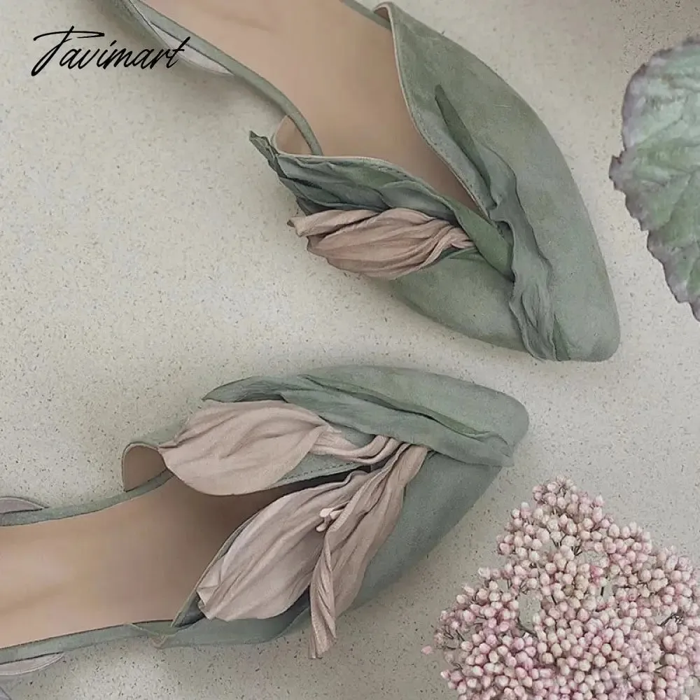 TAVIMART  -  Petal Design Sexy Pointed Toe Women Shoes Flat Fashion Novelty Ladies Shoes Hand-made Soft Comfy Zapatillas De Mujer Tacon