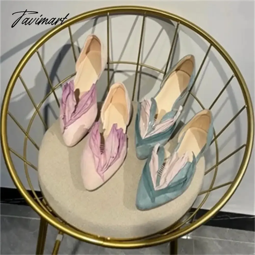 TAVIMART  -  Petal Design Sexy Pointed Toe Women Shoes Flat Fashion Novelty Ladies Shoes Hand-made Soft Comfy Zapatillas De Mujer Tacon