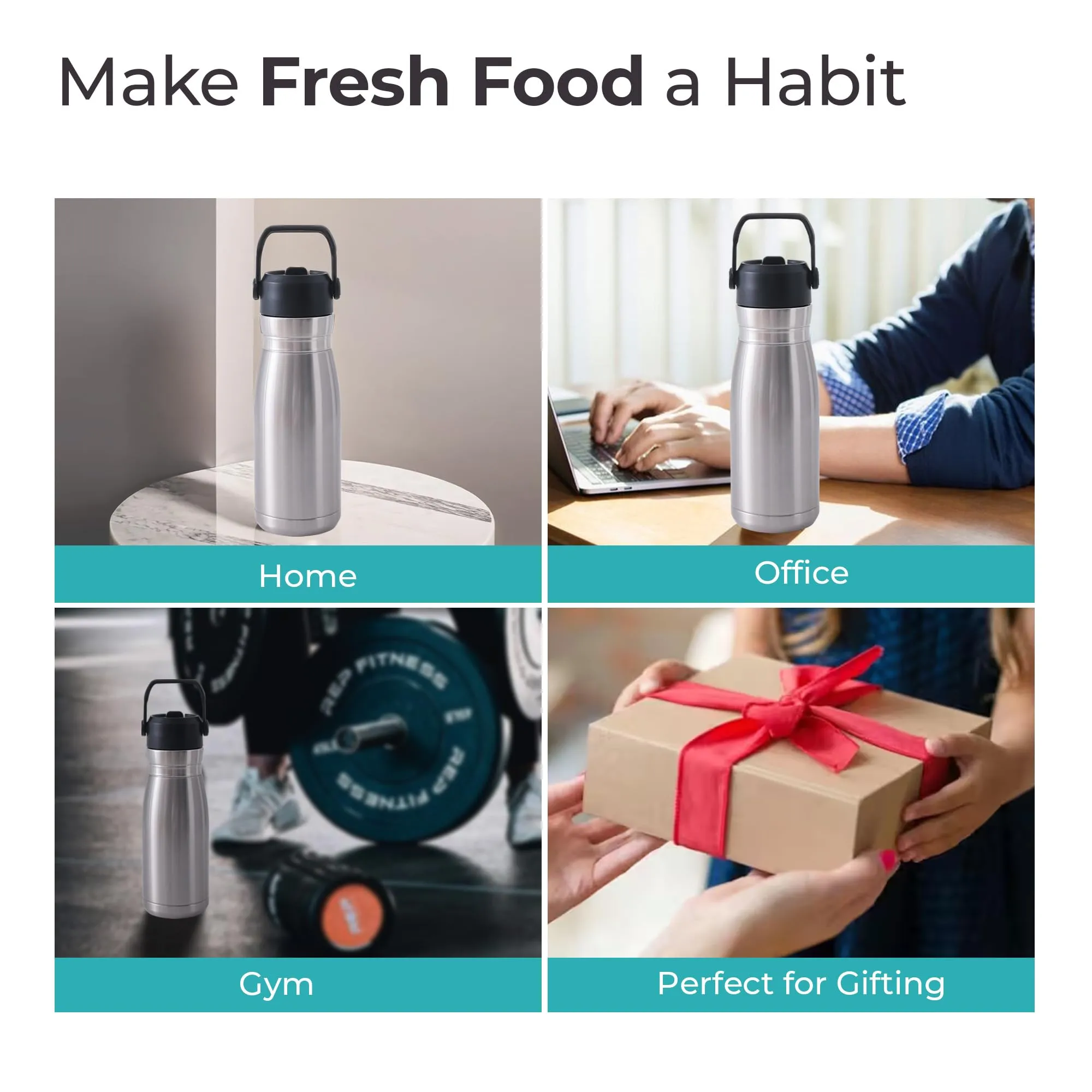 The Better Home Insulated Flask Water Bottle for Kids School (780ml) | Hot and Cold Water Bottle | Leakproof Thermosteel Water Bottle for Office/Gym/Travel | Handle | Sipper Bottle for Adults| Silver