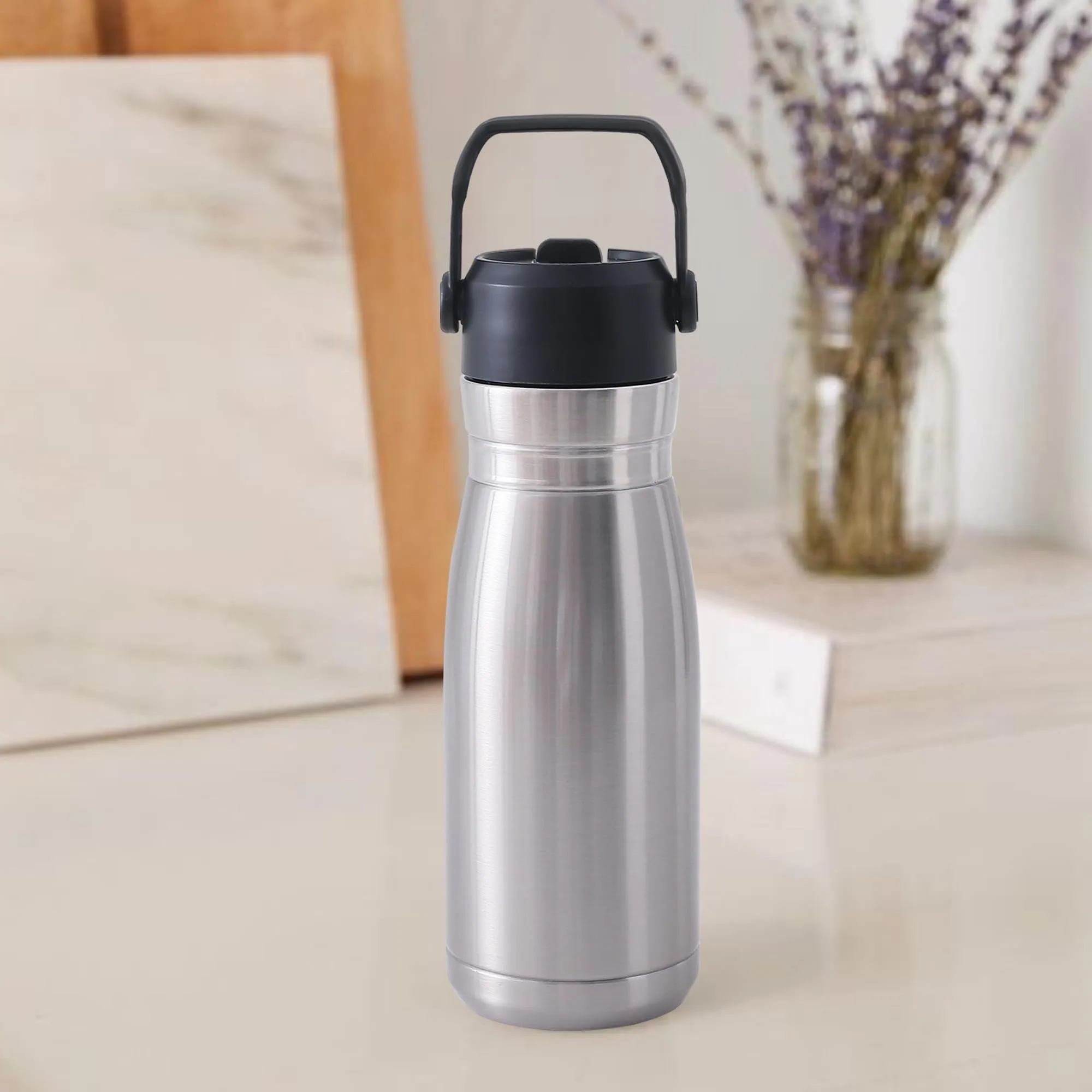 The Better Home Insulated Flask Water Bottle for Kids School (780ml) | Hot and Cold Water Bottle | Leakproof Thermosteel Water Bottle for Office/Gym/Travel | Handle | Sipper Bottle for Adults| Silver