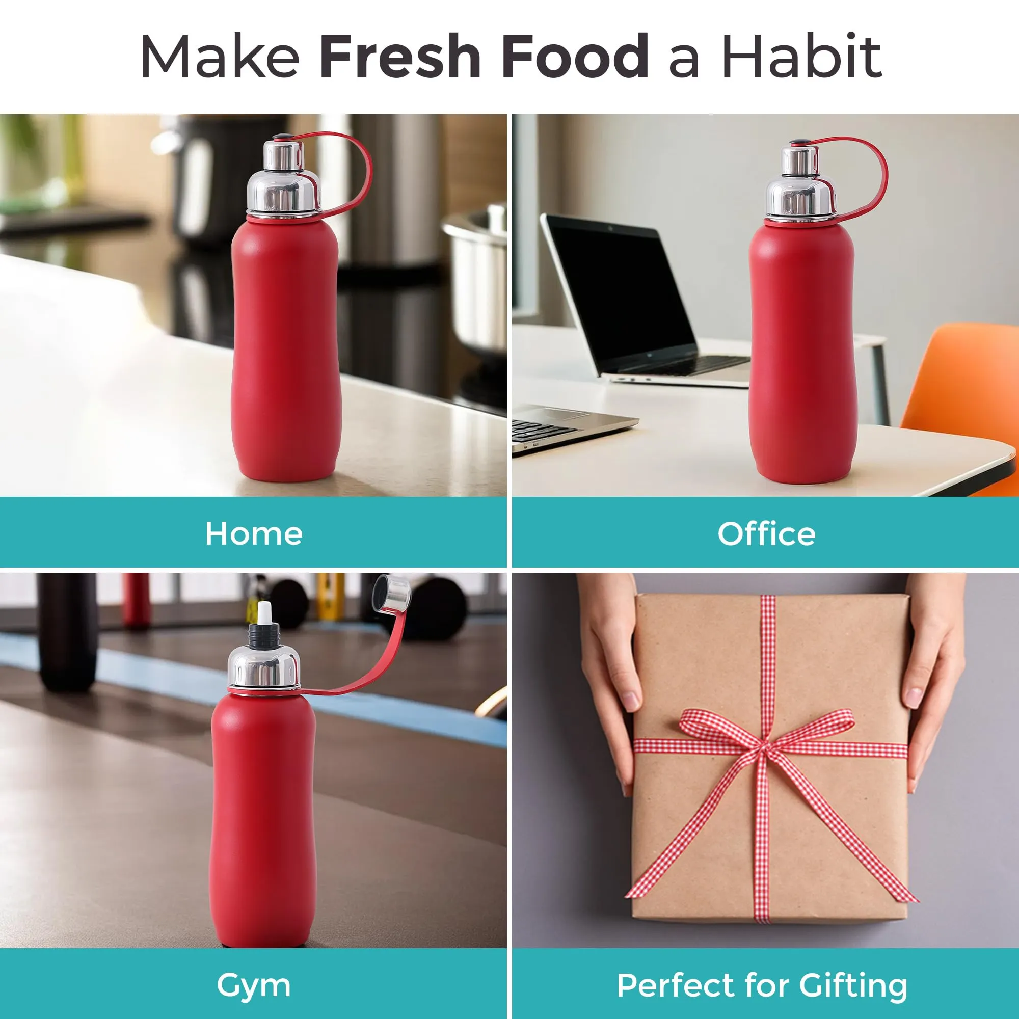 The Better Home Insulated Thermosteel Bottle 750ml | Small Flask Water Bottle for Kids School | Hot and Cold Water Bottle | Gym Bottles for Men/Women | Multi-Opening Cap | Gifting Items (Red)