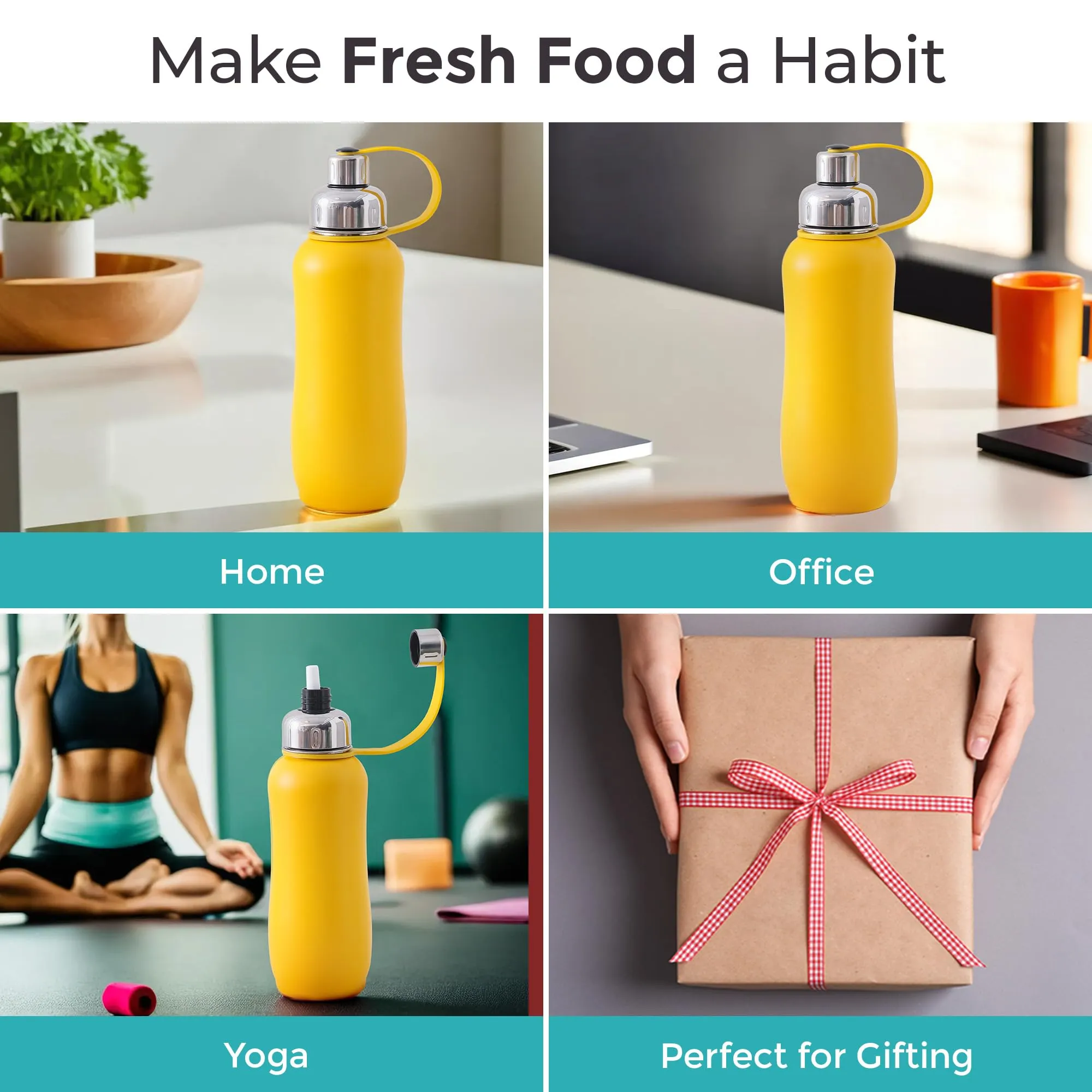 The Better Home Insulated Thermosteel Bottle 750ml | Small Flask Water Bottle for Kids School | Hot and Cold Water Bottle | Gym Bottles for Men/Women | Multi-Opening Cap | Gifting Items (Yellow)