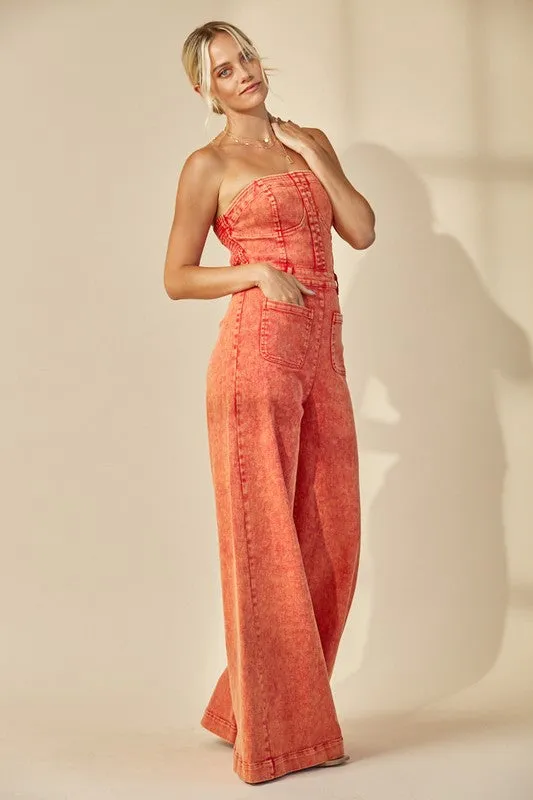 The Fall Glow Denim Jumpsuit