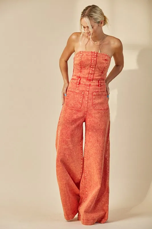The Fall Glow Denim Jumpsuit