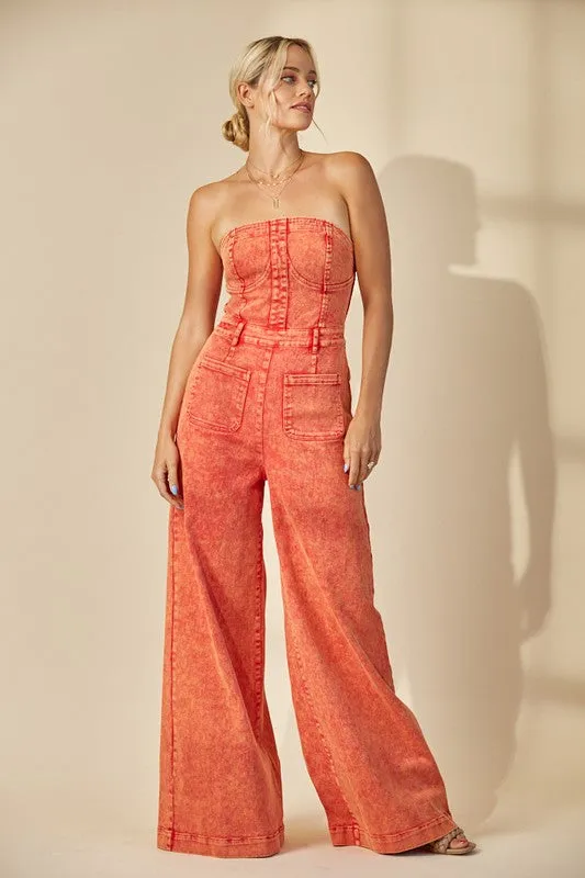 The Fall Glow Denim Jumpsuit