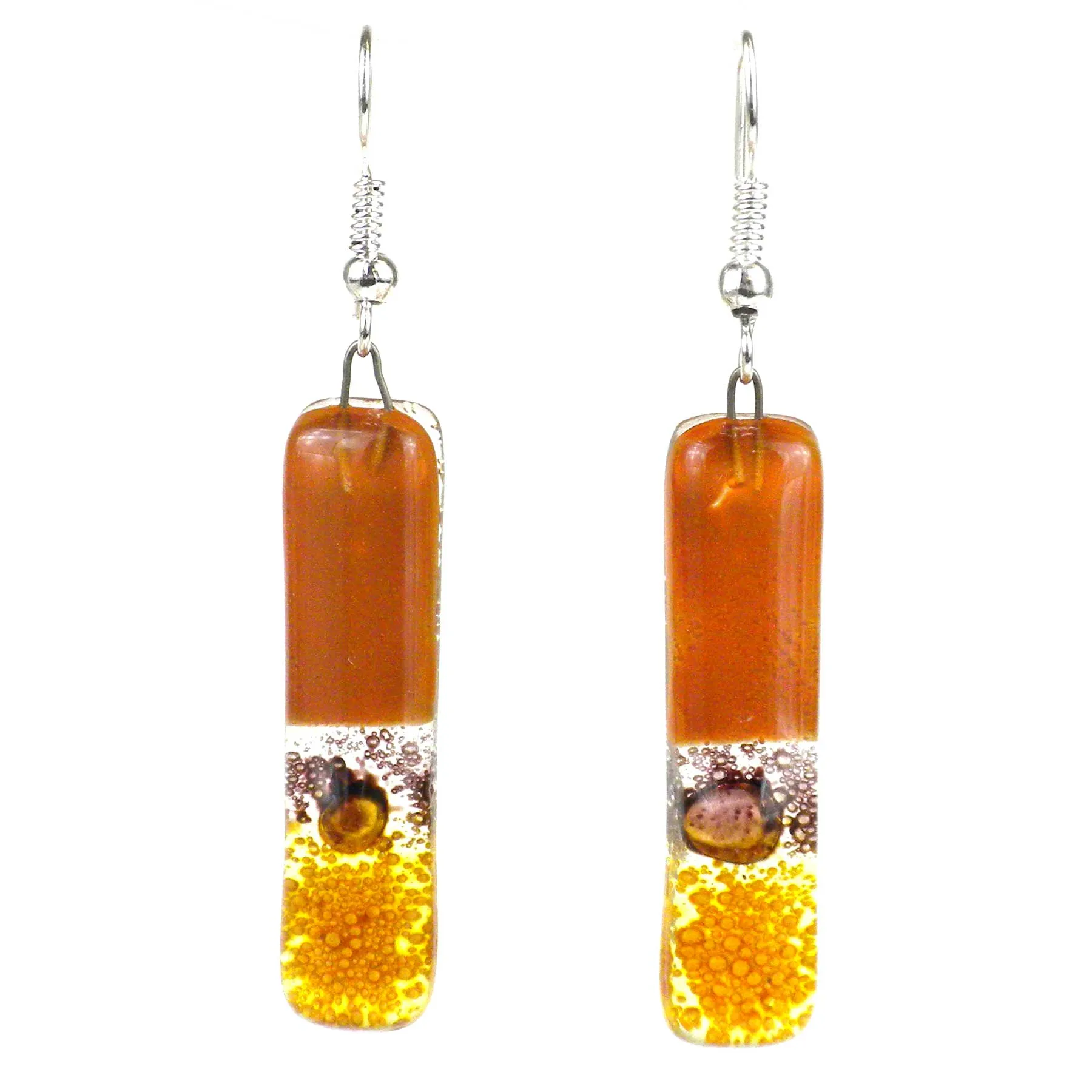 Toffee Layers Fused Glass Earrings Tili Glass