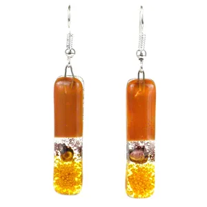 Toffee Layers Fused Glass Earrings Tili Glass