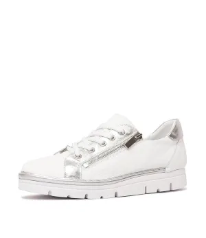 Top End Elos White-Silver Leather Sneakers