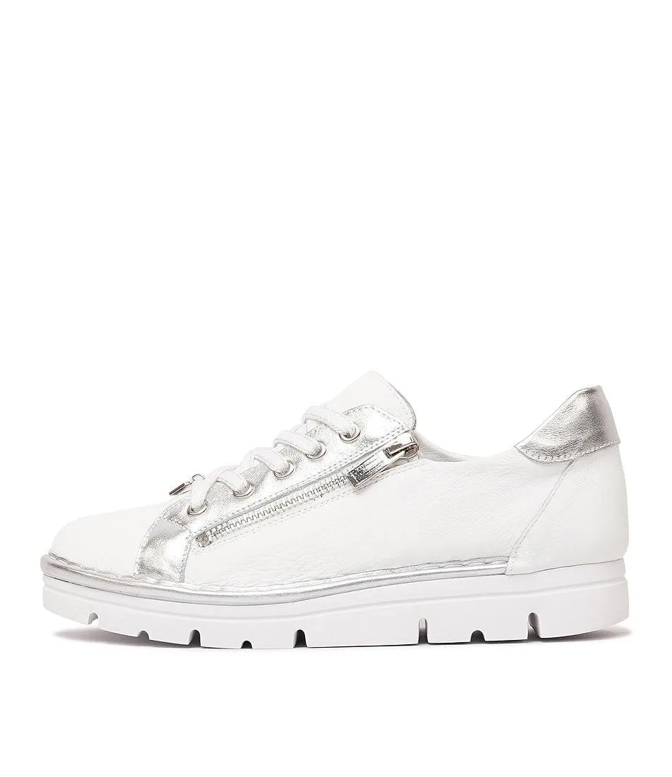 Top End Elos White-Silver Leather Sneakers
