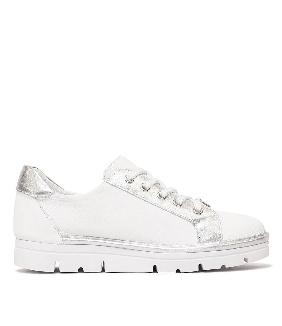 Top End Elos White-Silver Leather Sneakers