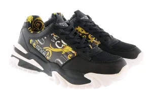Versace Jeans Couture Black Gold Chunky Sole Signature Print Fashion Sneakers-