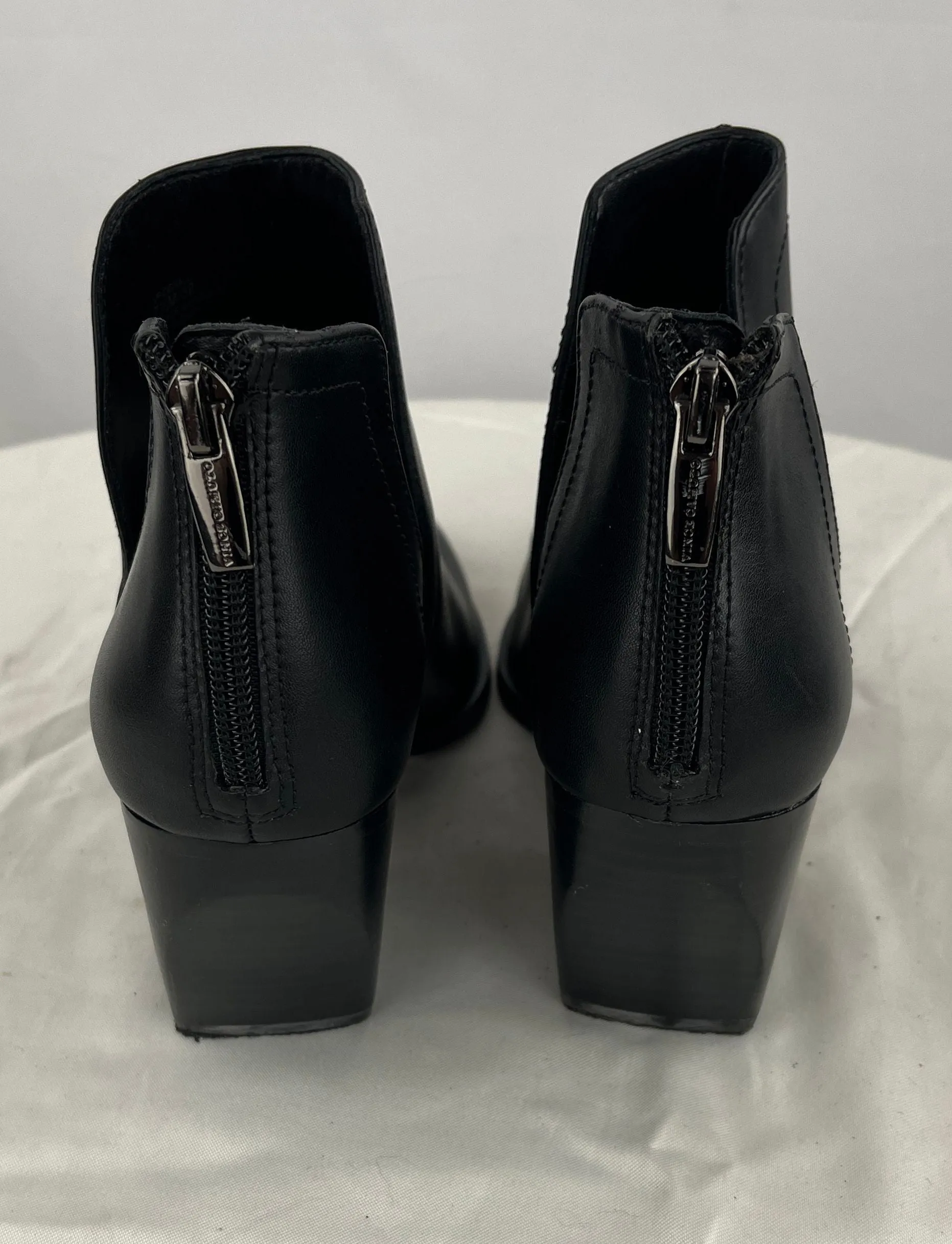 Vince Camuto Women's Black Leather Split Side Ankle Zip Up Boots Size 7.5