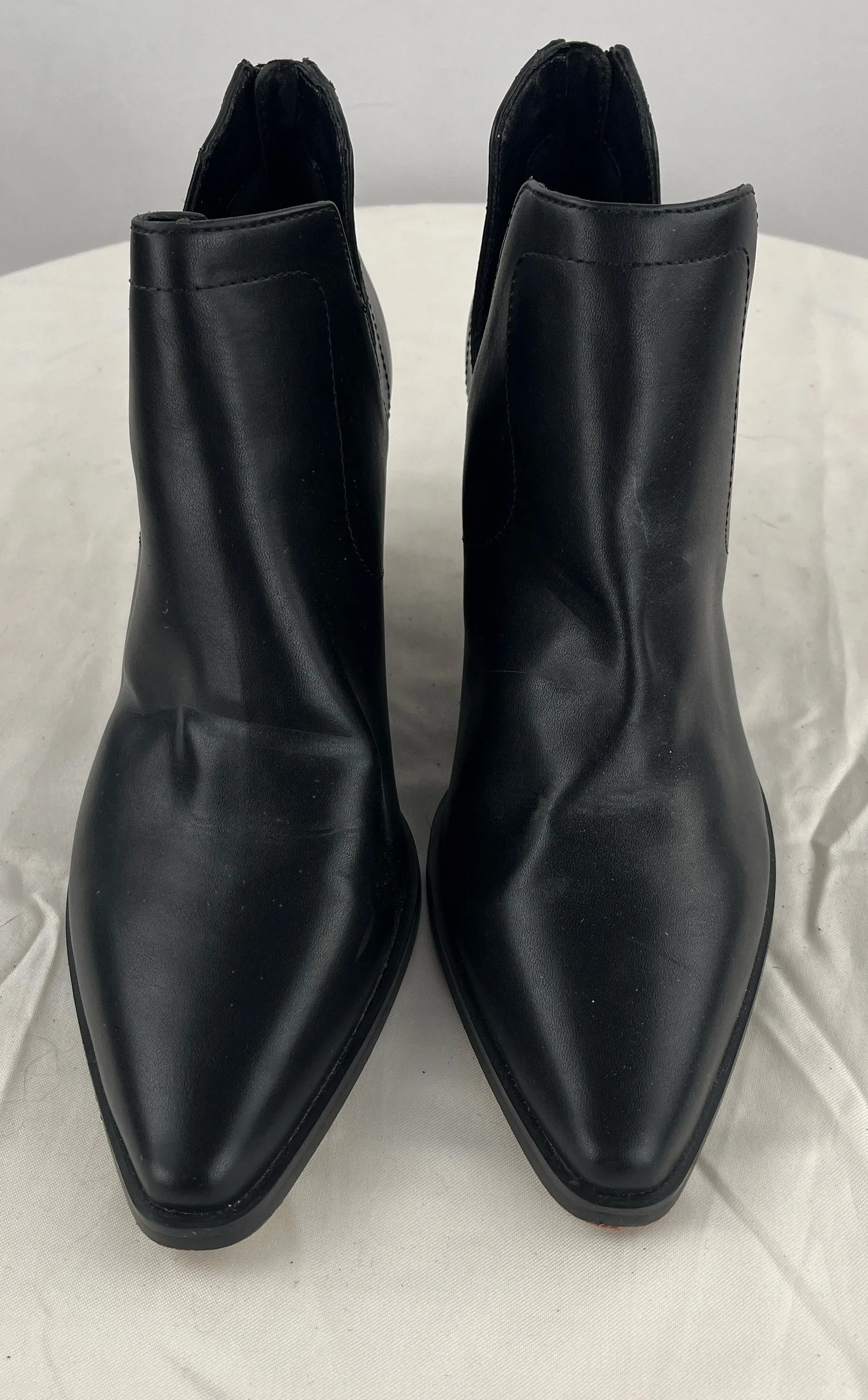 Vince Camuto Women's Black Leather Split Side Ankle Zip Up Boots Size 7.5
