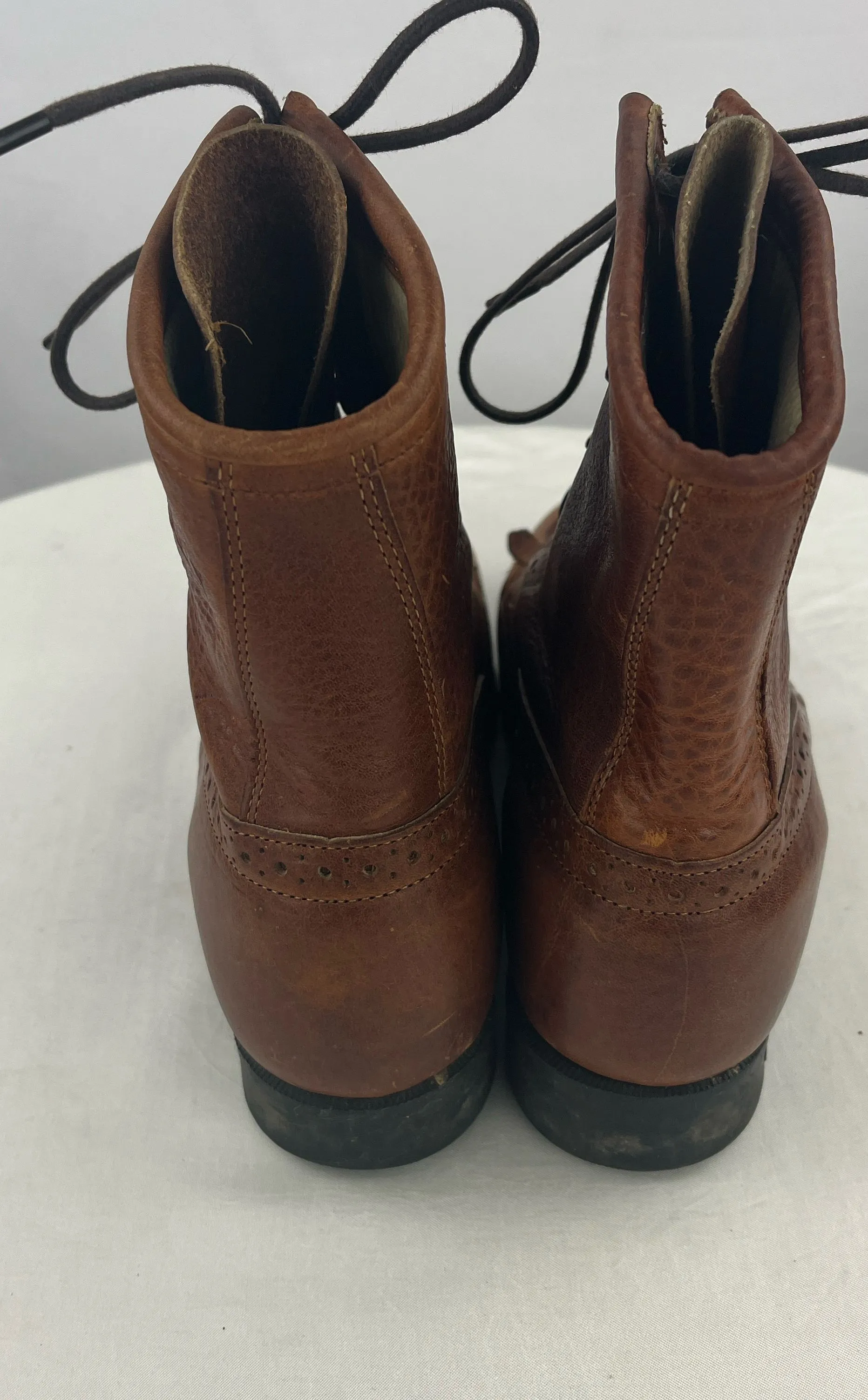 Vintage Justin Women's Brown Distressed Leather Fringe Western Boots Size 5.5B