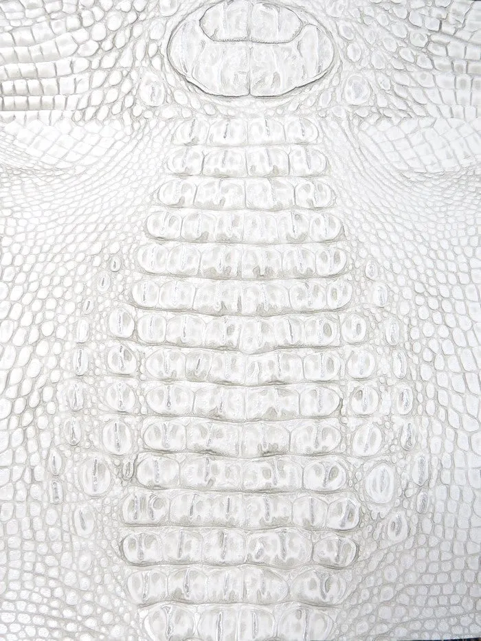 White/Silver Metallic Caiman Gator Vinyl