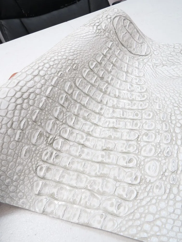 White/Silver Metallic Caiman Gator Vinyl