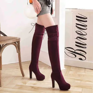 Winter Platform Suede High Heel Over Knee Boots