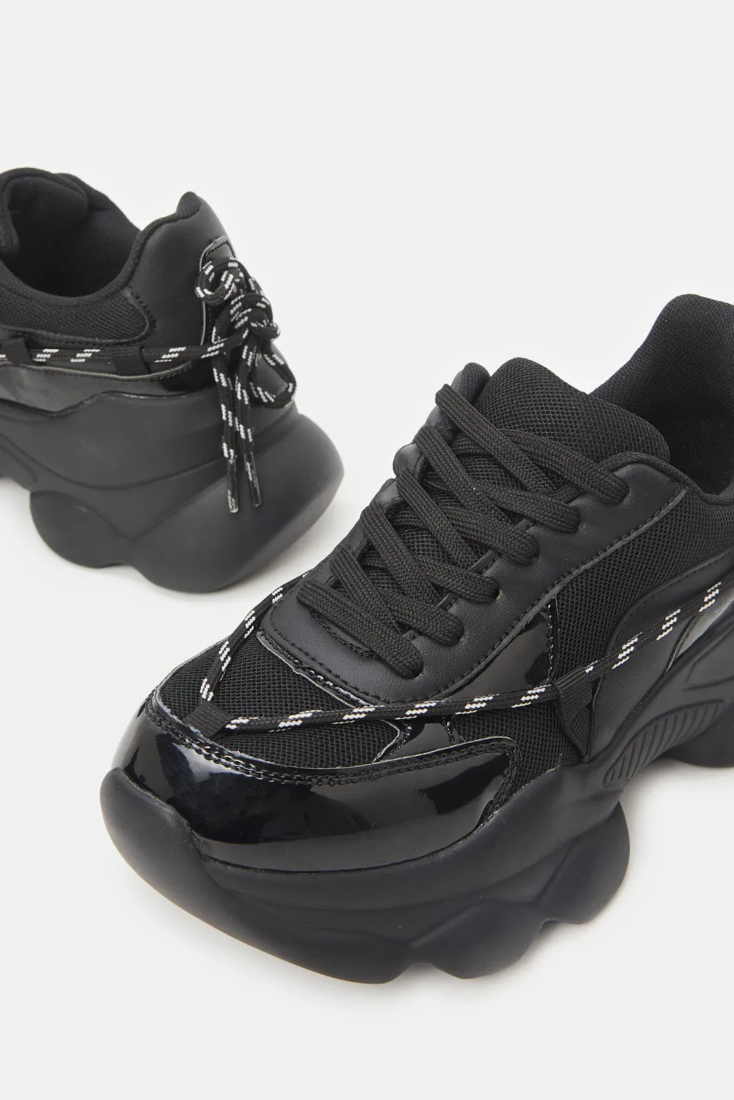 Women Black Chunky Sneakers