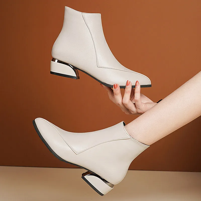 Women's British Low Heel Fashion Boots