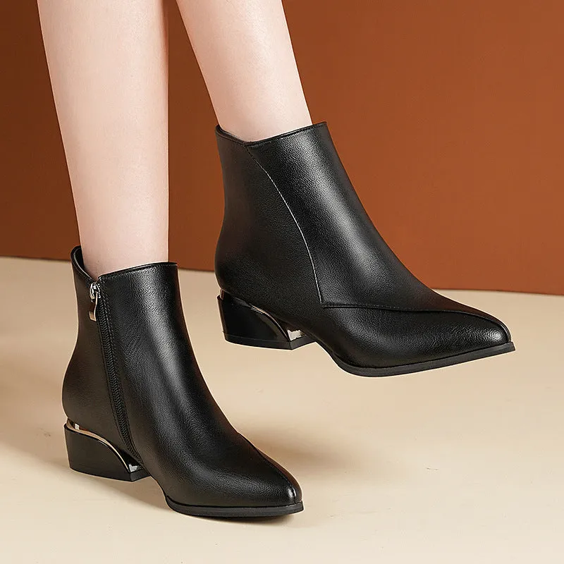 Women's British Low Heel Fashion Boots