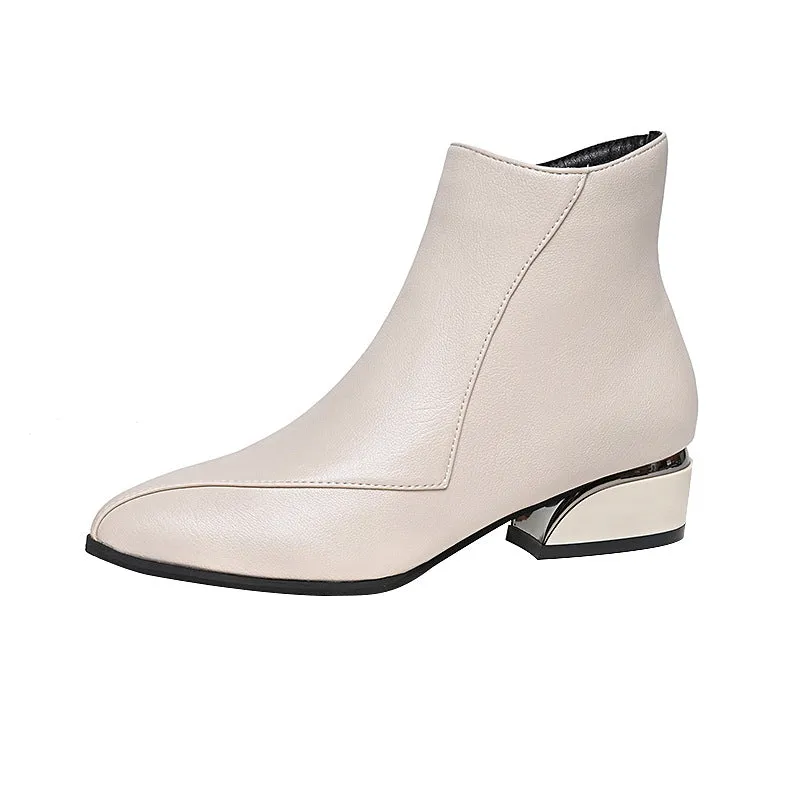 Women's British Low Heel Fashion Boots