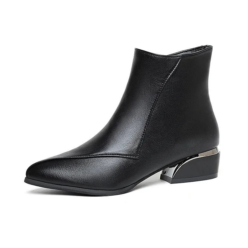 Women's British Low Heel Fashion Boots