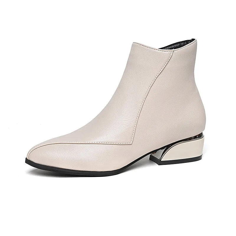 Women's British Low Heel Fashion Boots