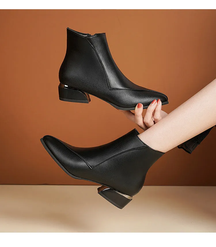 Women's British Low Heel Fashion Boots