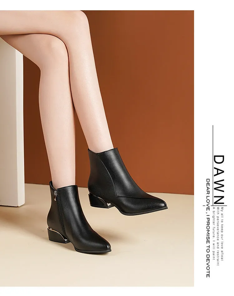 Women's British Low Heel Fashion Boots