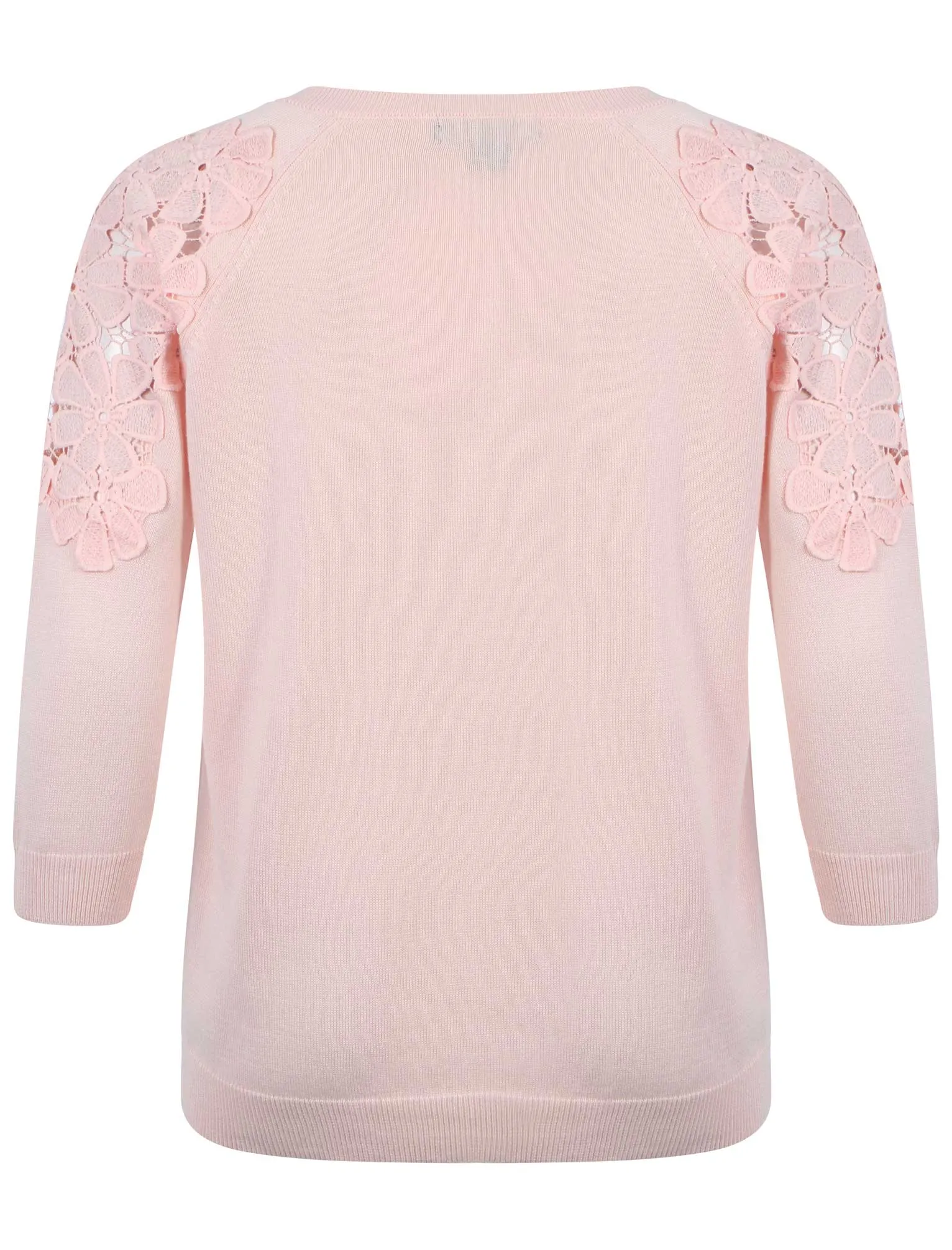 Womens Flower Lace Applique Jumper in Pink
