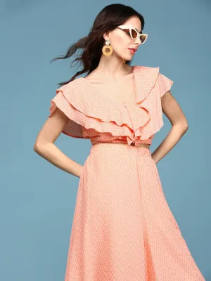 Women's Orange Printed Co-ords