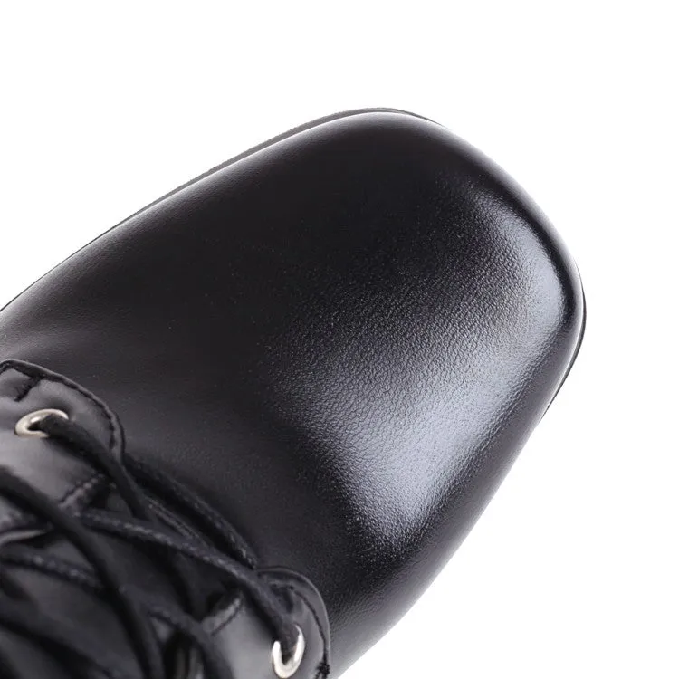 Women's Pu Leather Side Zippers Chunky Heel Platform Over the Knee Boots