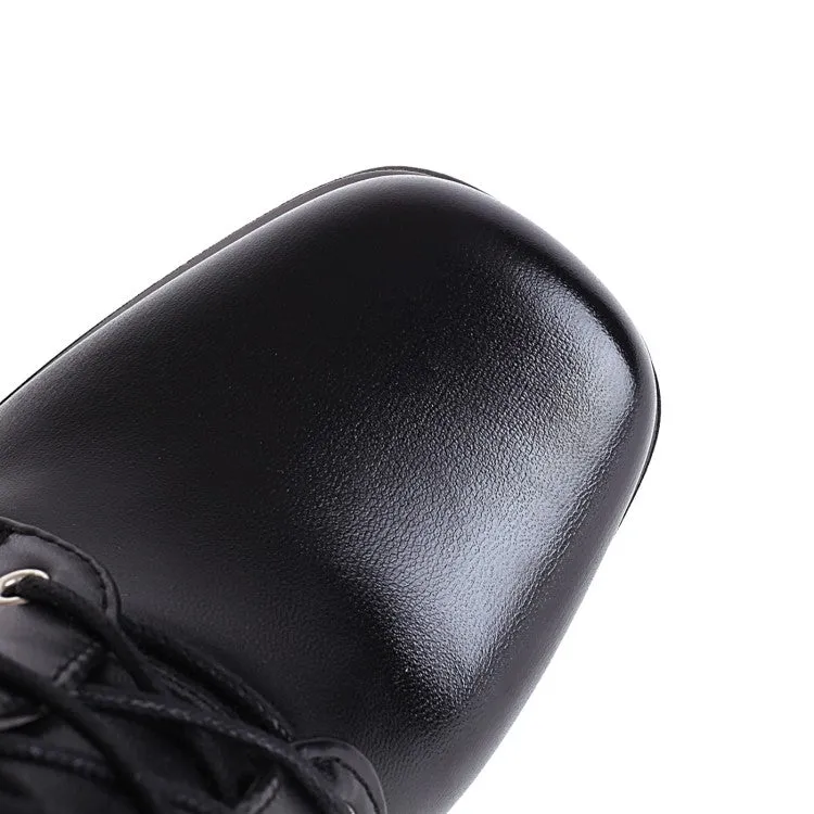 Women's Pu Leather Side Zippers Chunky Heel Platform Over the Knee Boots