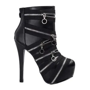 Womens SteamPunk Black Bandage Platform Ankle Boots