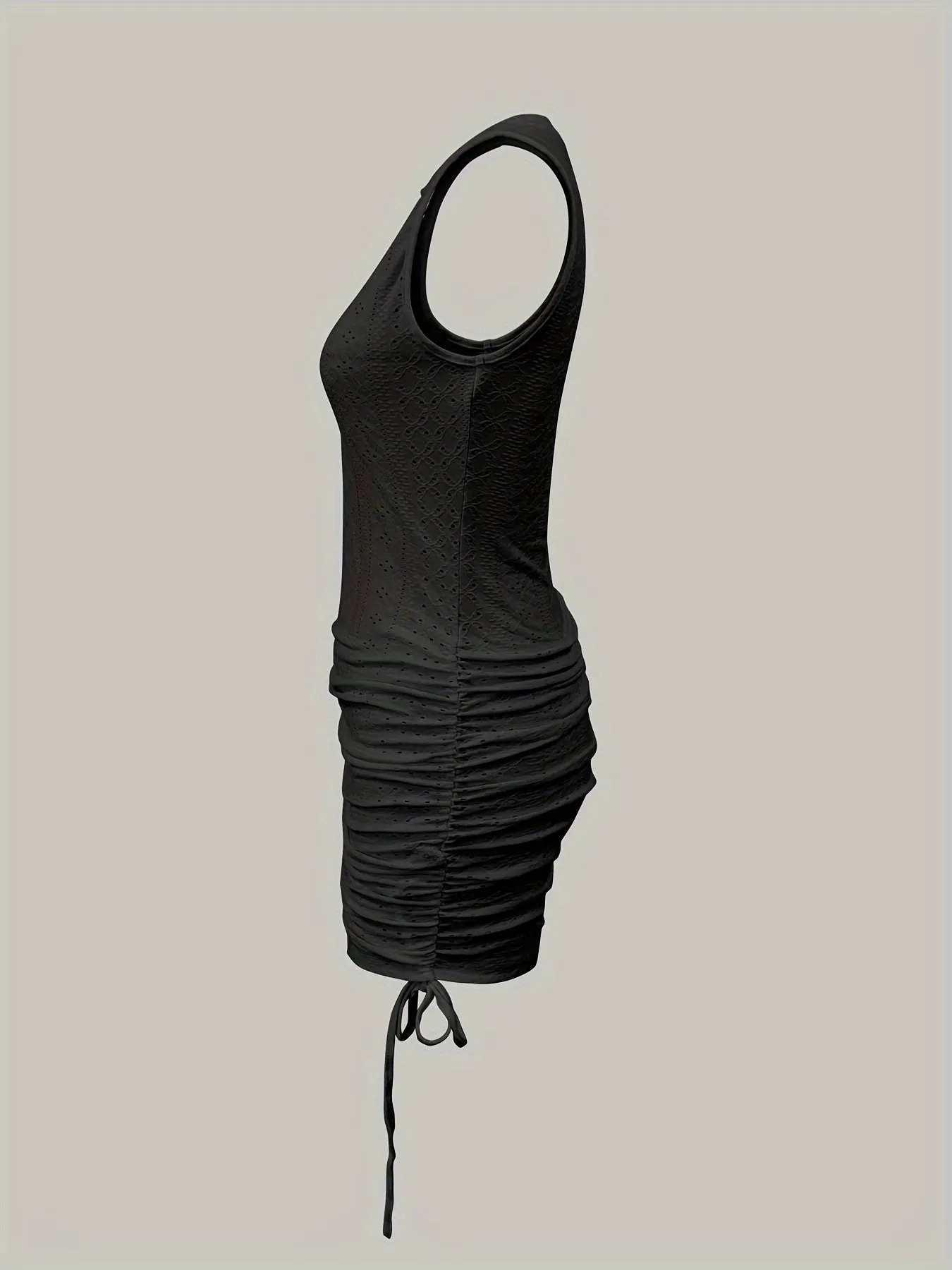 Women's White Vibrant Sleeveless Eyelet Bodycon Dress For Summer