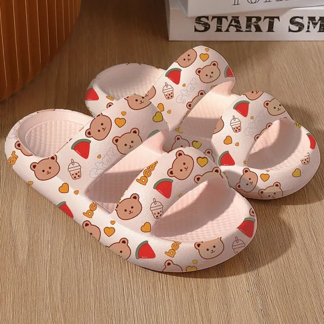 Yeknu Women Thick Platform Slippers Summer Beach Eva Soft  Slide Sandals Leisure Men Ladies Indoor Antislip Sandals Dual-purpose Shoes