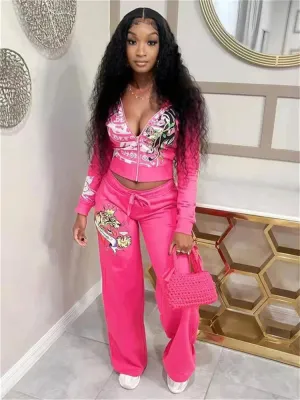 Zipper Crop & Pants Set